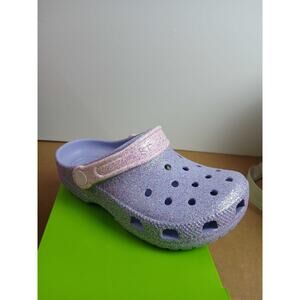 NWT Crocs Kids Glitter Galore Clog Mystic Purple Flat Slip-On Shoes Size  J1
